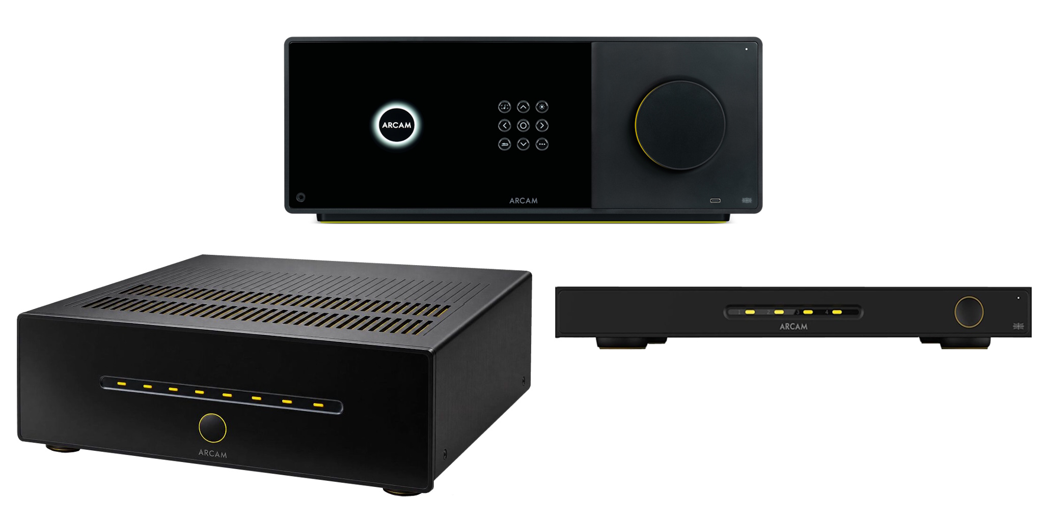 Arcam AVP45 v sestavě s koncovými zesilovači řady Arcam HDA PA