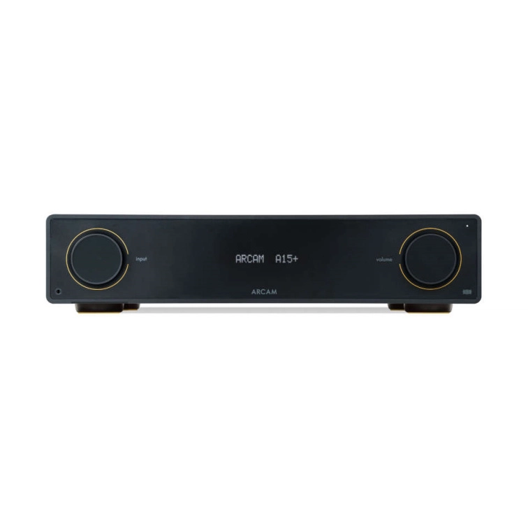 ARCAM A15+ z čelního pohledu s matným předním panelem