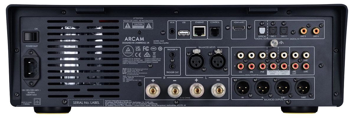 ARCAM SA45 zadní panel s konektory