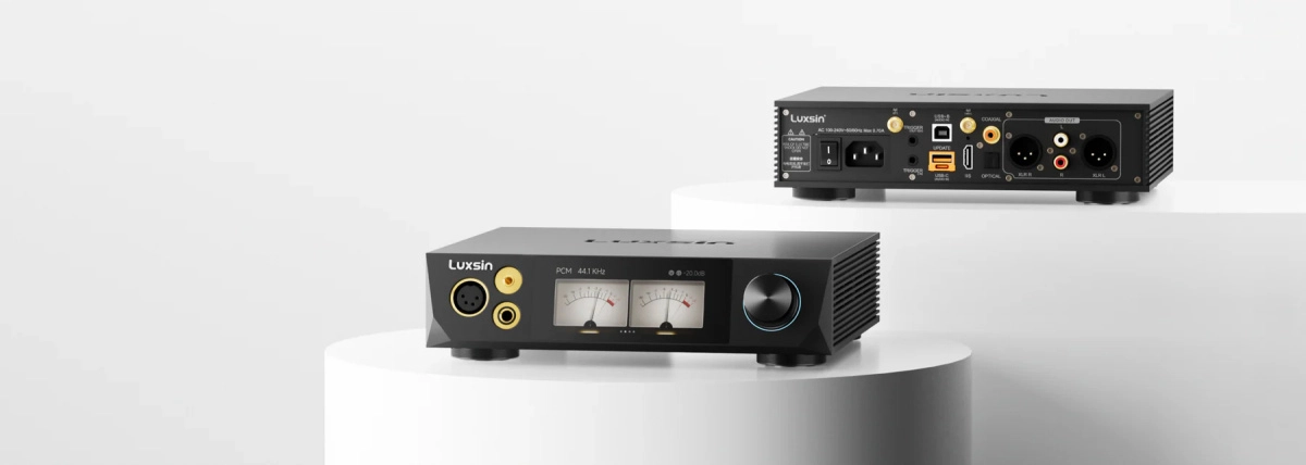 Luxsin X8 — stolní DAC a sluchátkový zesilovač čelní pohled