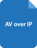Schéma AV-over-IP distribuce zdrojů a obrazovek přes síť SDVoE