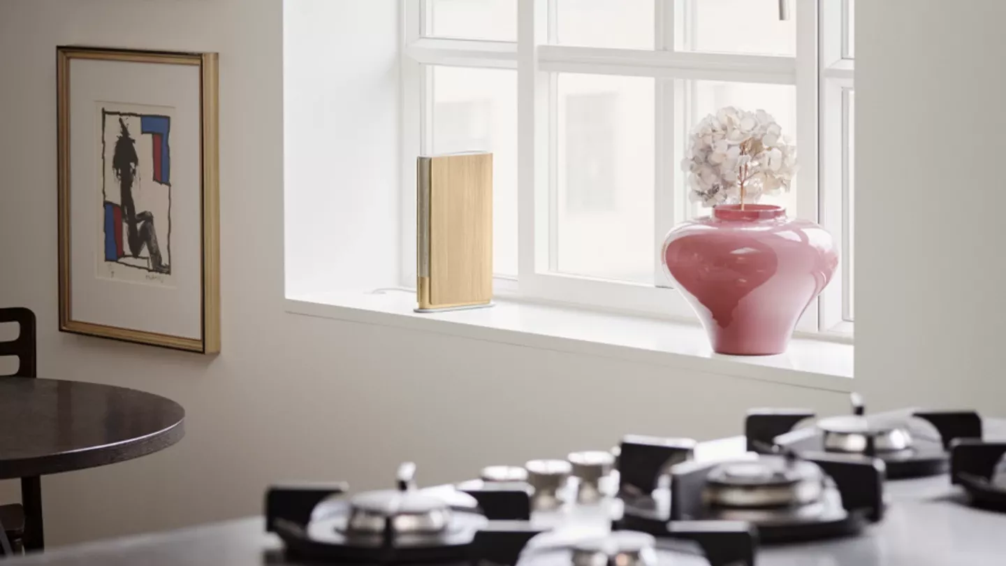 Beosound Emerge jako elegantní doplněk v knihovně moderního interiéru