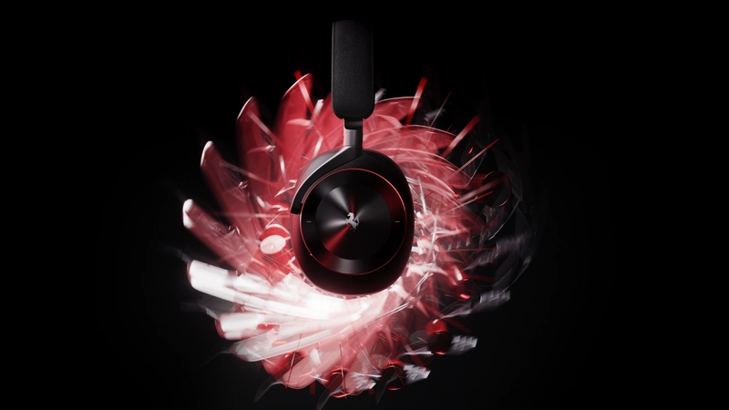 Náhlavní sluchátka Beoplay H95 Ferrari v černém provedení s červeně eloxovanými mřížkami