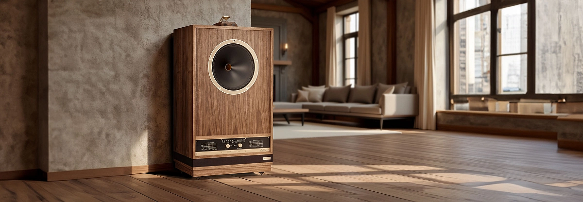 Fyne Audio Vintage Classic Gold XV SP jako vlajková reprosoustava v interiéru