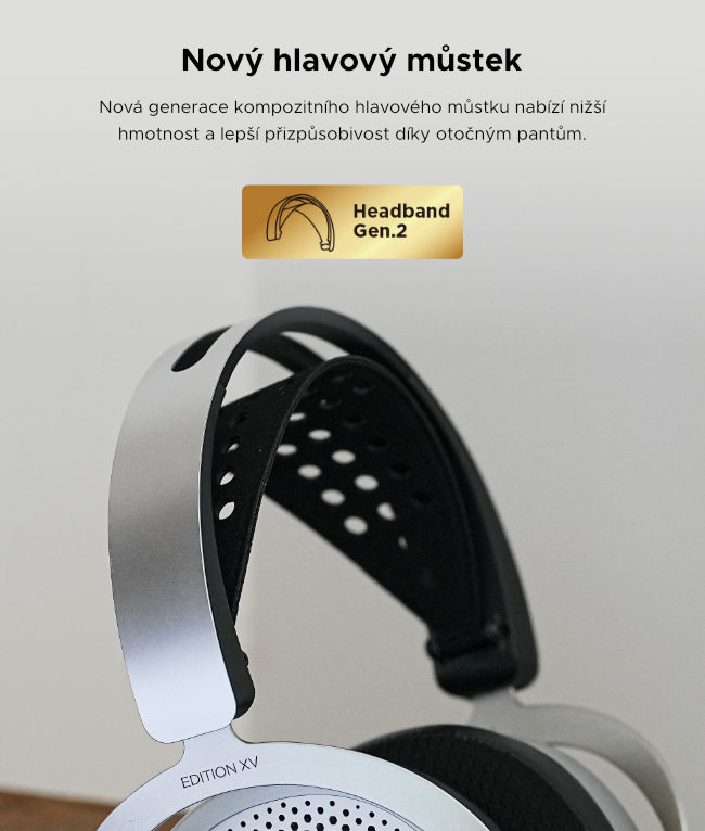 Detail kompozitního hlavového můstku Headband Gen. 2 sluchátek HIFIMAN Edition XV