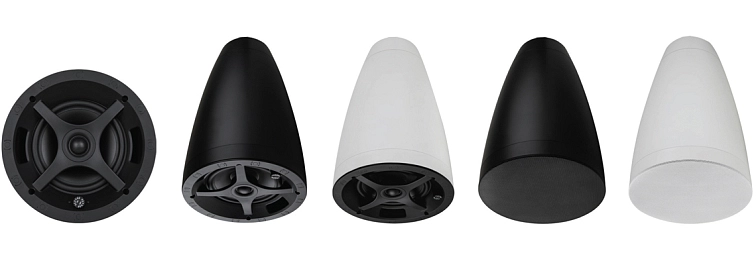Sonance PS-P63T — přehled barevných a mřížkových variant, černá a bílá provedení