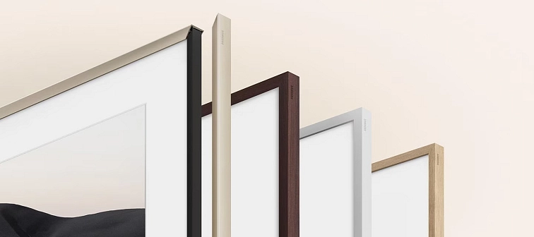 Detail matného povrchu obrazovky The Frame zobrazující umělecké dílo bez odlesků