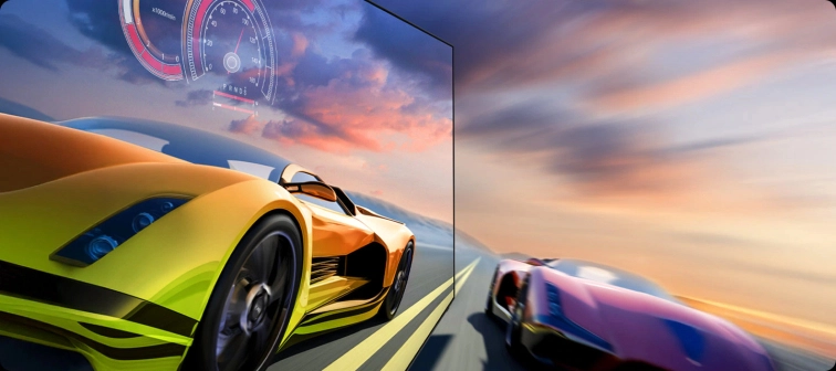 Detail plynulého obrazu při hraní na televizoru Samsung QE48S90F s obrazovkou 144 Hz