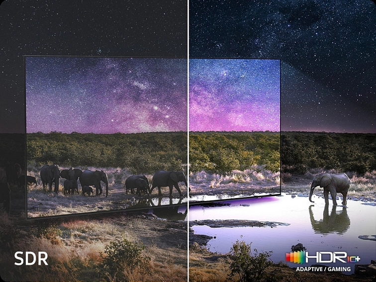Televizor Samsung QE50QN80F Neo QLED se zapnutým barevným obsahem v obývacím pokoji