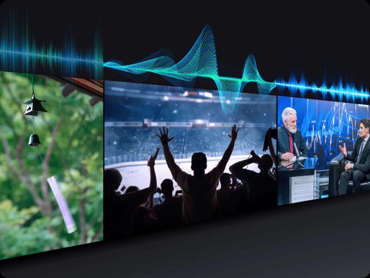 Samsung QE83S95F v moderním obývacím pokoji s matnou obrazovkou bez odlesků