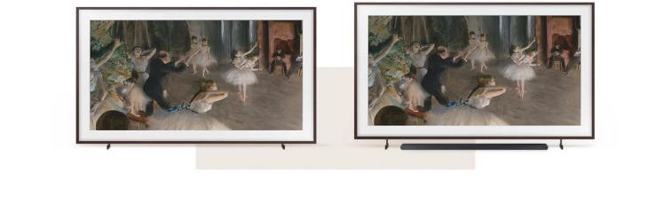 Samsung The Frame Pro zobrazující umělecké dílo v Art Mode v elegantním domácím interiéru