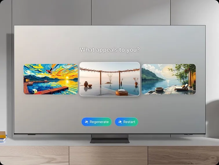 AI generátor tapet na televizoru Samsung QE85QN80F — tvorba vlastního pozadí z klíčových slov