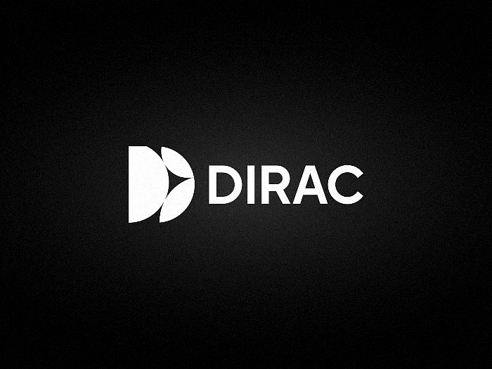 Logo technologie Dirac na tmavém pozadí