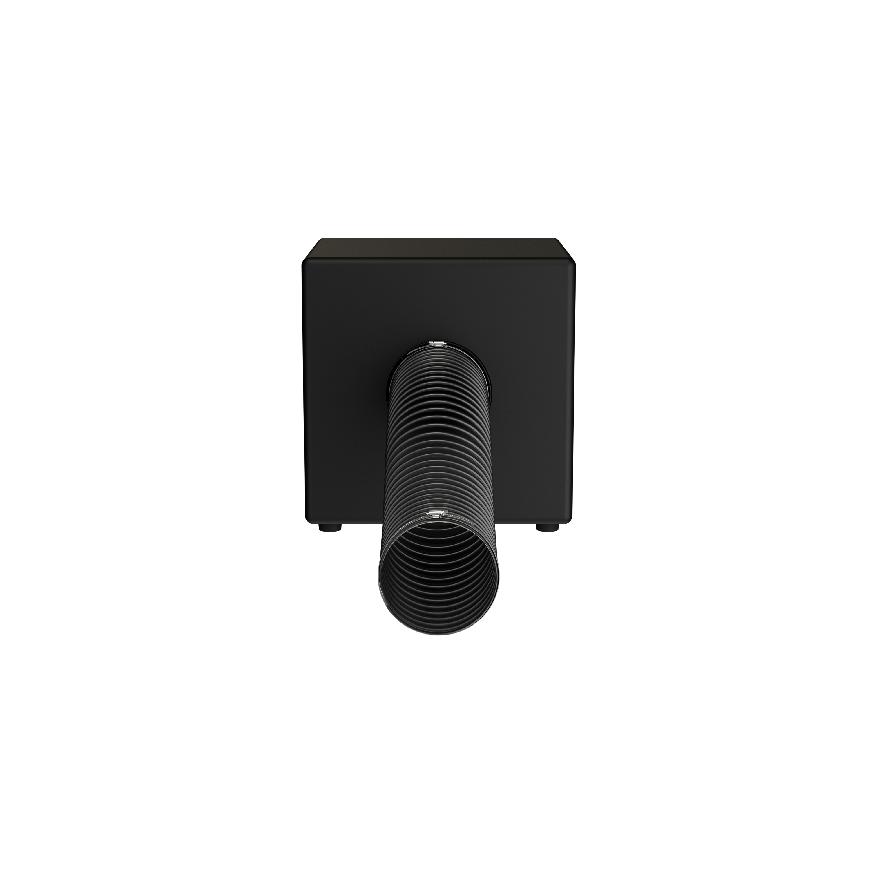 Čelní pohled na subwoofer Sonance PPX15, ohebná trubice míří ústím přímo k divákovi